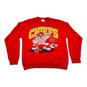 Vintage Kansas City Chiefs Sweatshirt Mens Large NFL Football Taz Red 90s